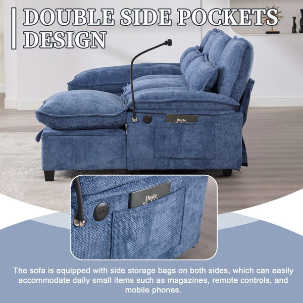 English Elm United U-Shape Sectional Sofa 106" - Modern Chenille Couch With Usb Ports, Storage Ottoman & Pillows W1568S00233-GIGA