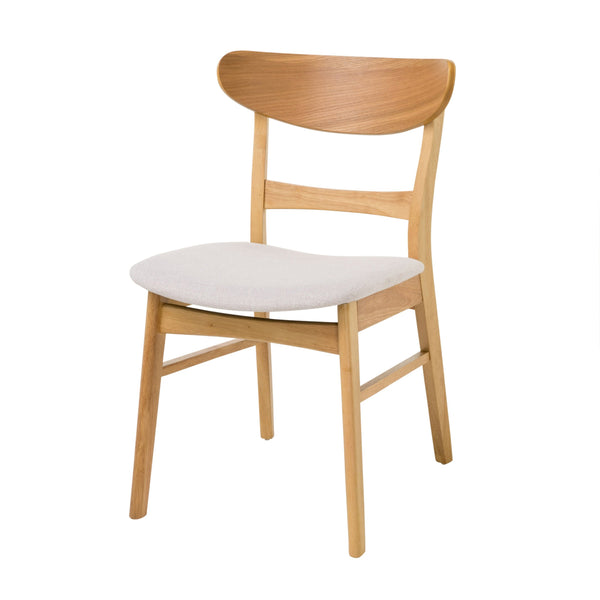 English Elm Christopher Knight Home® - 5PCS Mid-Century Modern Dining Set with Round Wood Table and Upholstered Fabric Chairs, Sleek Design Beige+Natural 58915.00LBE_N771P240936K