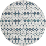 Unique Loom Outdoor Trellis Cardak Machine Made Geometric Rug Ivory and Blue, Navy Blue/Gray/Green 7' 1" x 7' 1"
