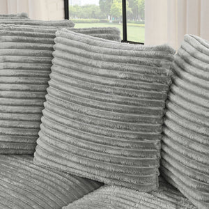 English Elm Corduroy Stylish Modular Sleeper Sectional Sofa – Gray Tufted Design With Versatile Footrests & Easy Assembly W487S00341