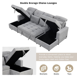 English Elm 101.2" Modular Chenille Sectional Sofa with Tufted Cushions and Deep Seating for Living Room N719S001750E