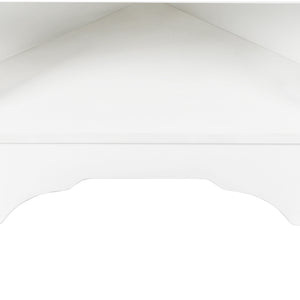 English Elm Minimalist White Corner Hall Tree with Bench Shoe Storage and Four Entryway Hooks N721P401788K