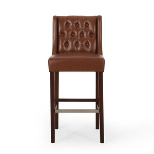 English Elm 30.5 Inch Tufted Pu Upholstered Bar Stool with Metal Footrest for Kitchen Island N780P366612G