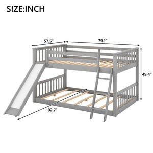 English Elm Full Bunk Bed With Reversible Slide & Ladder In Modern Gray - Space-Saving Design For Fun Spaces GX000708AAE-1