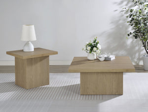 English Elm Square Engineered Wood Accent Table with Sculptural Pedestal Base for Modern Living Rooms B016P473404