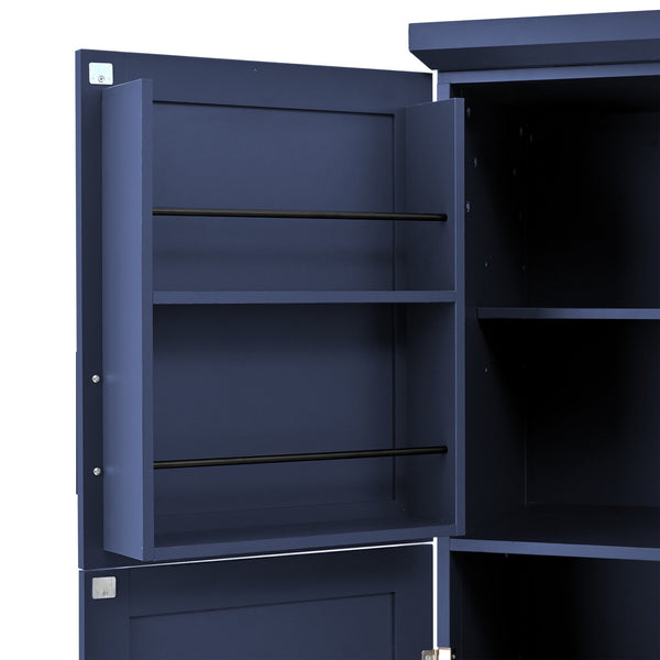 English Elm [assembly Included] Topmax Shaker Pantry Cabinet Tall Mdf Kitchen Storage with Pull-out Trays Blue SP000099AAC