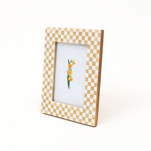 English Elm Decorative Checkerboard Bone Resin Tabletop Photo Frame, 5"X7" - Handcrafted Chic Elegance! B346P336869
