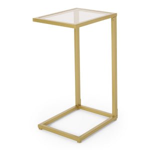 English Elm Christopher Knight Home® - End Table - Chic C-Shaped Gold Iron Frame With Tempered Glass Top & Built-In Magazine Rack For Style N771P218228J