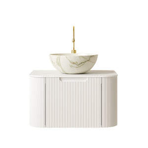 English Elm Dina Floating Bathroom Vanity with Sintered Stone Top and Crystal Glass Basin W2615S00717