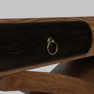 English Elm Ashwood Veneered Console Table with X Frame Legs and Two Drawers for Entryway Halls W3040P455736