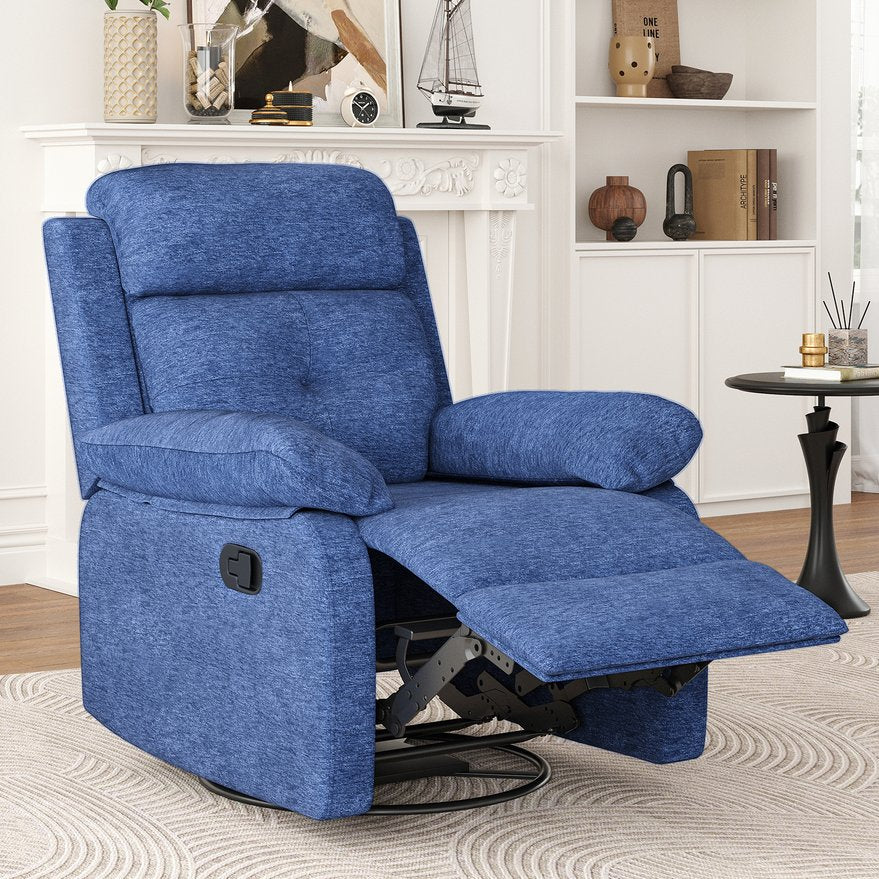 English Elm Small Swivel Rocker Recliner Compact Upholstered Accent Chair for Bedroom T3623P434287