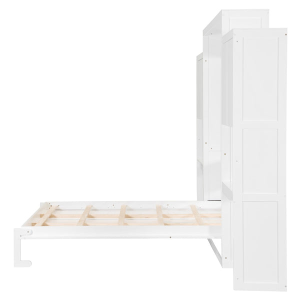 English Elm Queen Size Murphy Bed With Integrated Desk, Vanity & Storage Cabinets For Versatile Living Spaces N820S10057K-GIGA