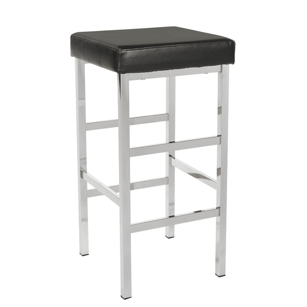 OSP Home Furnishings 30" Chrome Backless Stool Black