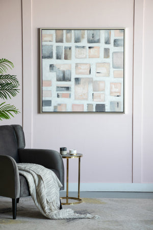 English Elm 39.4X39.4" Hand-Painted Wall Art - Modern European Stonework Design In Soft Pinks & Greys For Any Space W2078P313331