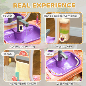 English Elm Qaba Kids Vanity Set - Interactive Toddler Makeup Table With Led Mirror, Music & 23 Accessories W2225P249755-GIGA