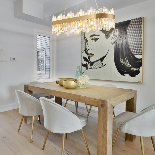 English Elm 36-Inch Modern Luxury Gold Crystal Chandelier with 24 Lights, Adjustable Height, Brass Frame, Elegant Centerpiece W2869P218651