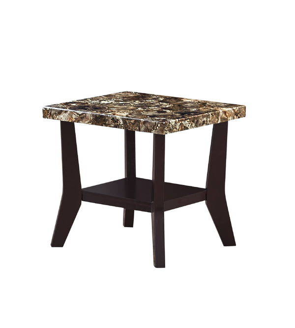 English Elm Faux Marble Tops 3-Piece Table Set with Built-In Shelves, Rectangular Coffee & Two End Tables Brown B011P405669