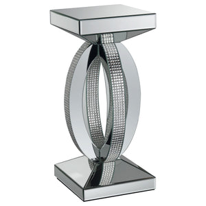 English Elm Empire Silver Mirrored Acrylic Crystal End Table - Sleek Tapered Top, Reflective Modern Accent (27.25") B062P331040