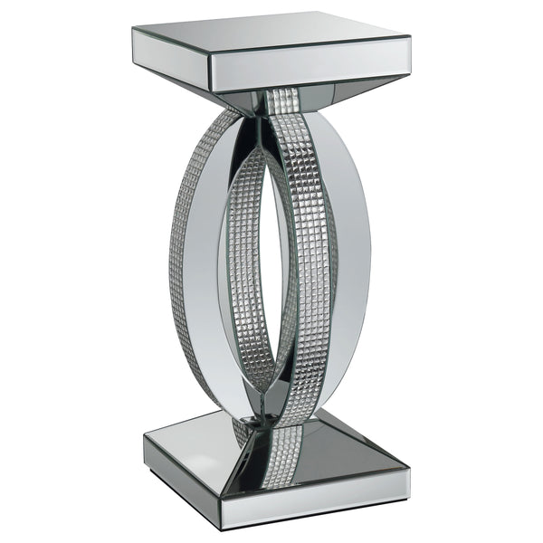 English Elm Empire Silver Mirrored Acrylic Crystal End Table - Sleek Tapered Top, Reflective Modern Accent (27.25") B062P331040