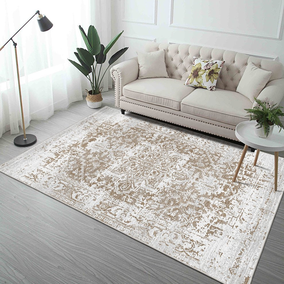 English Elm Area Rug 5X7 Vintage Bohemia Non-Slip Washable Floral Design For Living Room, Kitchen & Bedroom W2907P265041