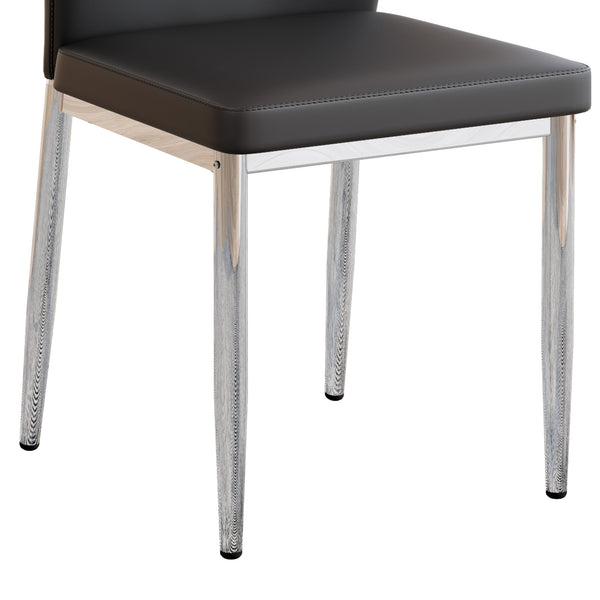 English Elm Set of 6 ergonomic dining chairs with shell-pattern back, 37" height, breathable tech fabric, sturdy metal legs and adjustable anti-slip feet for stable, comfortable seating during meals Black+Silver W1151P359608