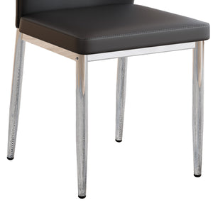 English Elm Set of 4 Brown Shell-Pattern Dining Chairs with Ergonomic Tech Fabric, Sturdy Metal Legs, 37" Black+Silver W1151P359603