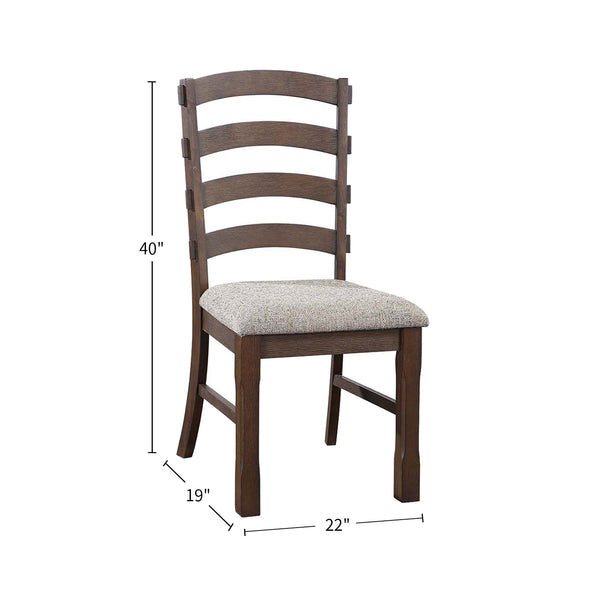 English Elm Set of 2 Padded Side Chairs Gray Fabric Upholstered Seats with Rustic Brown Wood Frame, Durable Elegance B016P323334