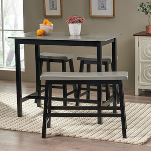 Christopher Knight Home® - Noble House - Pomeroy Farmhouse 4 Seater Rubber Wood Counter Dining Set