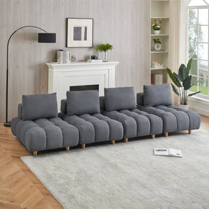 English Elm 120 Plush Teddy Sofa 120" Long Spacious 4-Seater with Solid Wood Frame, Spring Cushion Comfort Gray W1658S00071