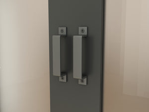 English Elm 30 in Matte Black Steel Sliding Barn Door Frosted Glass Privacy Panel with Hardware B2763P483211