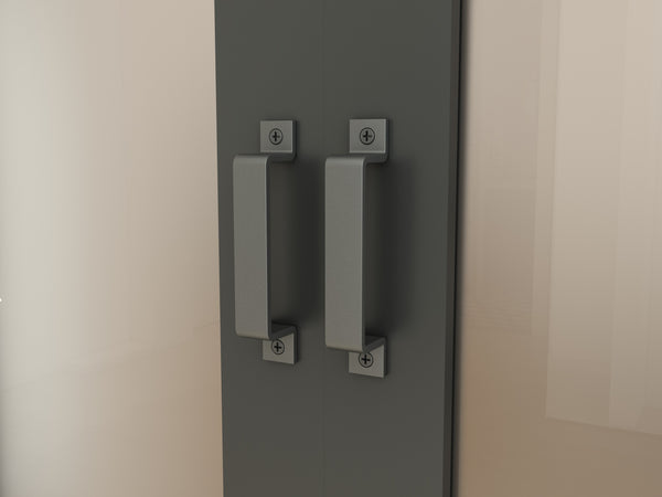 English Elm 30 in Matte Black Steel Sliding Barn Door Frosted Glass Privacy Panel with Hardware Black B2763P483210