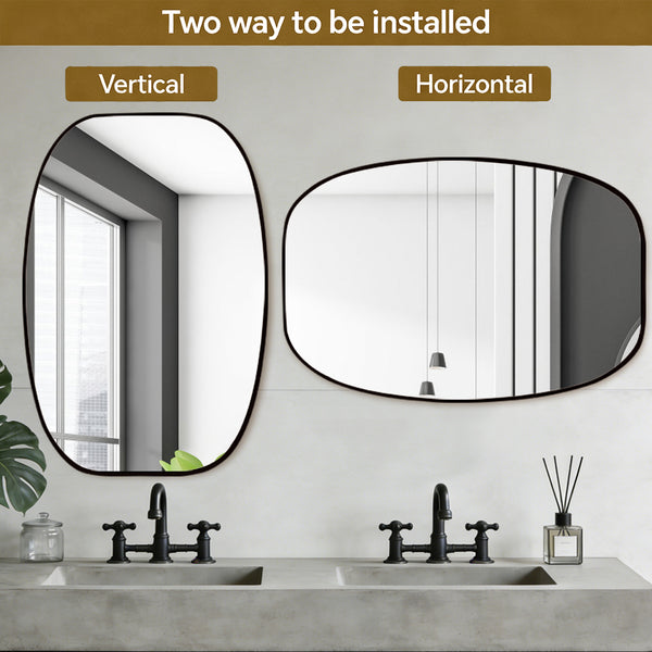 English Elm 30x40 Oval Wall Mirror Slim Metal Frame Distortion Free Glass Bathroom Entryway Accent Black W2203P476481