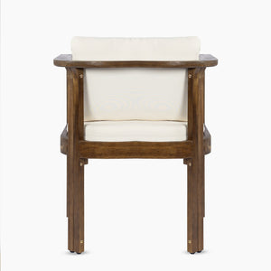 English Elm Outdoor Acacia Wood Dining Chairs Set of 2 with Cushions and Curved Arms Brown,Cream N768P372905B