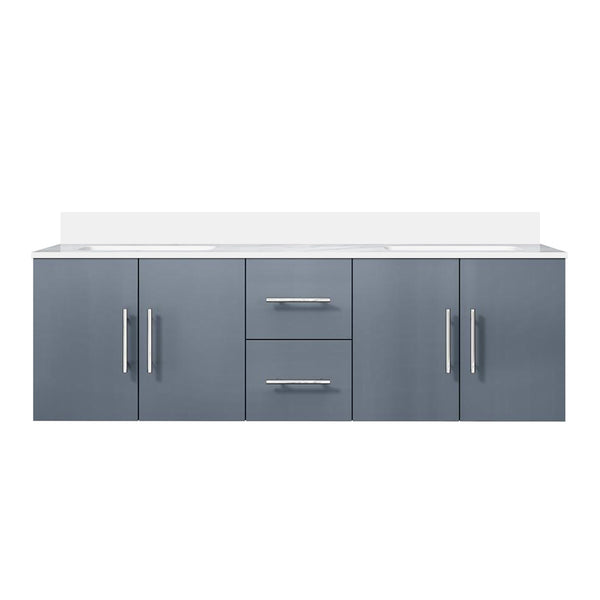 English Elm Dark Grey 60 in Double Bath Vanity with White Quartz Top, Solid Wood Frame, Soft-Close Drawers, Ample Storage B2731P258667