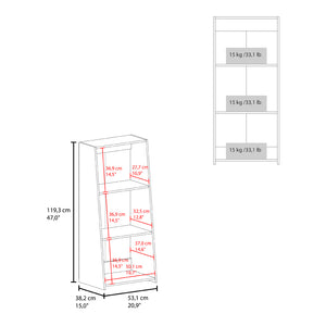 English Elm Bookcase Piney Contemporary White Engineered Wood 3-Shelf Storage 33 lb Capacity Living Room"))) B092P245914