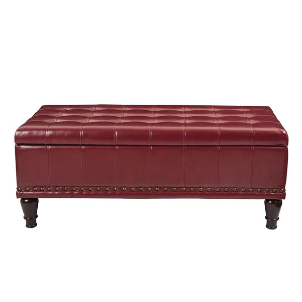 OSP Home Furnishings Caldwell storage ottoman Crimson Red