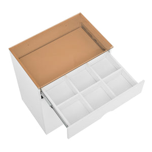 English Elm 3-Drawer 30" Nightstand with LED Light & Remote, Glass Top Jewelry Organizer, 3 Spacious Drawers White N733P304515K