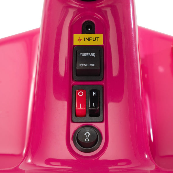 English Elm 12v Kids Electric Go Kart with Parental Remote Dual Motors Led Bluetooth Pedal Rose Red W2181P201029