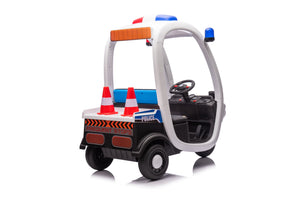 English Elm 12v Police Ride on Car Two Seat Kids Squad Truck with Lights Remote Control W1620P271425