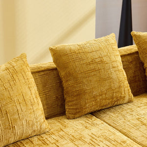 English Elm Yellow Chenille L-Shaped Sofa – Stylish, Space-Saving Comfort With 4 Throw Pillows For Any Room W3612S00019-GIGA