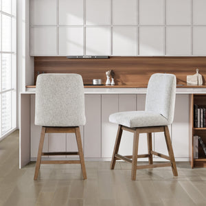 OSP Home Furnishings Finley 26” Swivel Counter Stool  - Set of 2 Parchment/Med Oak