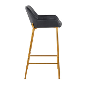English Elm Fixed-height Swivel Barstools Walnut Legs Teal Upholstery Mid-century Modern Set of 2 B202S02156