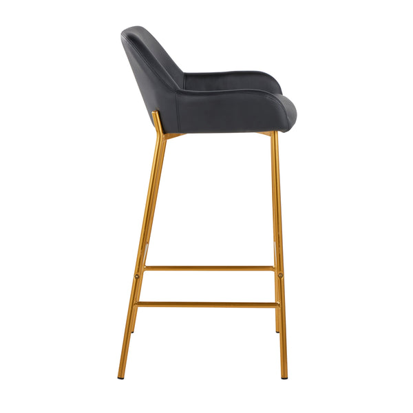 English Elm Fixed-height Swivel Barstools Walnut Legs Teal Upholstery Mid-century Modern Set of 2 B202S02156
