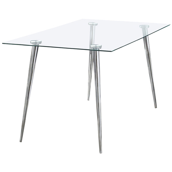 English Elm Vendas Rectangular Tempered Glass Dining Table with Tapered Chrome Legs Seats Four B062S01729