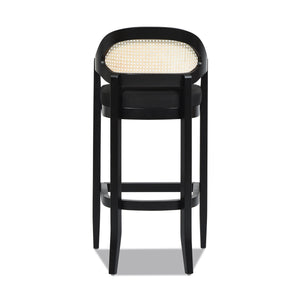 English Elm Jennifer Taylor Home - Americana Mid-Century Modern 30.5" Cane Back Bar Stool with Solid Oak Frame, Handmade Craftsmanship Black B2719P297791