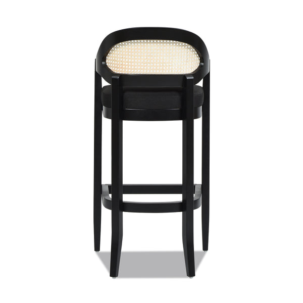 English Elm Jennifer Taylor Home - Americana Mid-Century Modern 30.5" Cane Back Bar Stool with Solid Oak Frame, Handmade Craftsmanship Black B2719P297791
