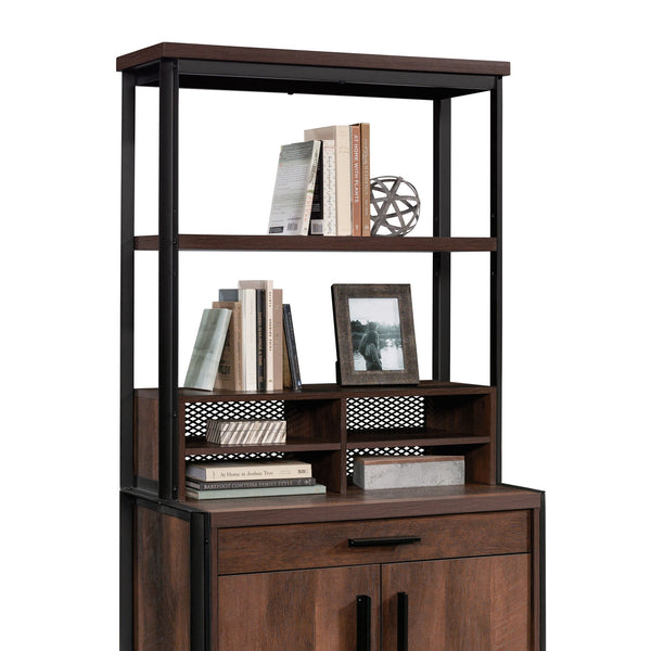 English Elm Library Hutch – Modern Rustic Brown Display Unit With Open Shelving & Adjustable Storage For Home Spaces B356P367919