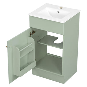 English Elm [video] Compact Sage Green Bathroom Vanity with Ceramic Sink Soft Close Cabinet N759P237932G