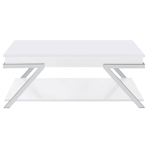 English Elm Fletcher Lacquered High Gloss Coffee Table with Open Shelf for Modern Living Rooms B062P447812