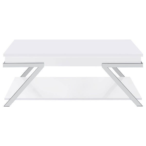 English Elm Fletcher Lacquered High Gloss Coffee Table with Open Shelf for Modern Living Rooms B062P447812